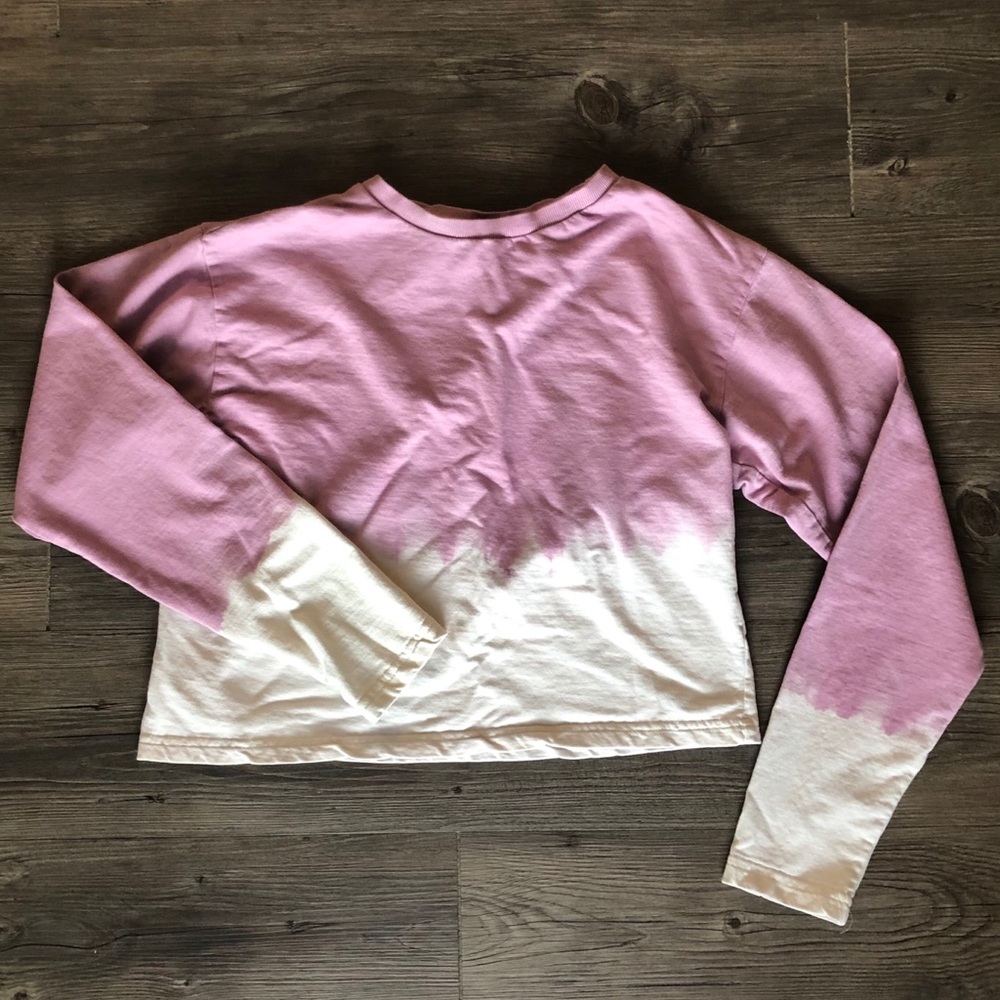 Cropped long sleeved tshirt tie dye ombré